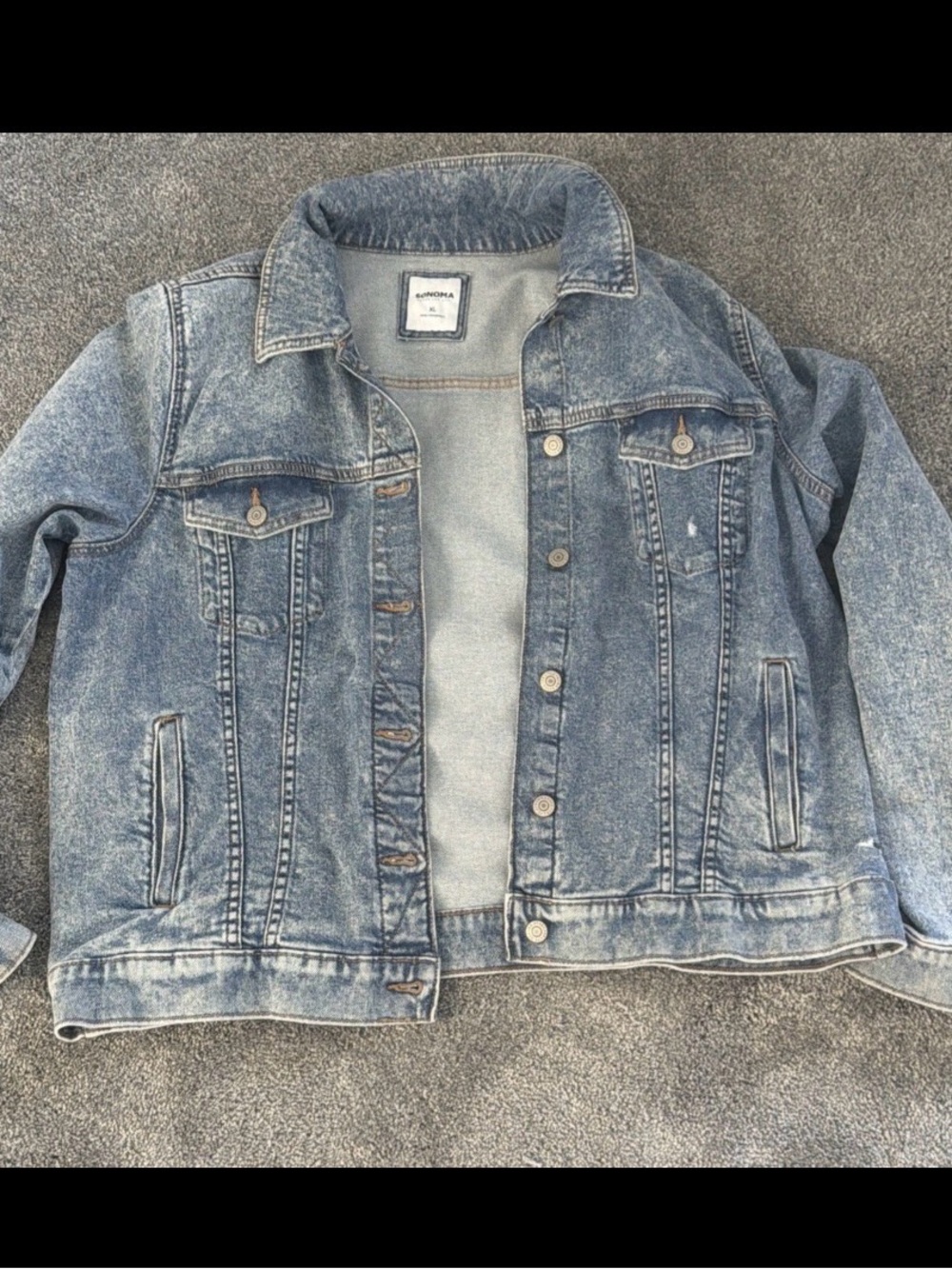 Sonoma Women’s Button Close Denim Jean Jacket Blue Wash Size XL